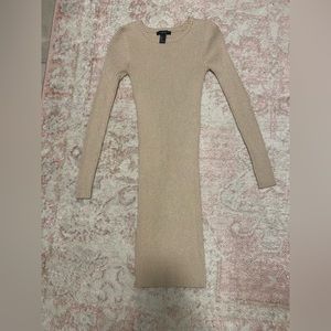 Cream long sleeve ribbed bodycon Forever21 dress | Fall Fits